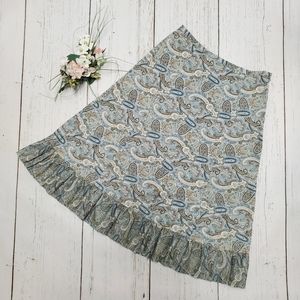 GAP Blue Paisley A-line Ruffle Skirt Size XS